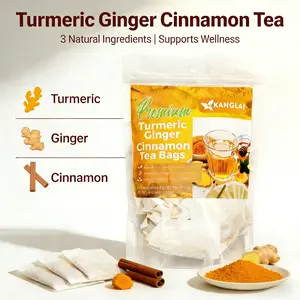 Turmeric ginger tea, 100% natural, no sugar, caffeine-free, gluten-free, vegetarian, keto-friendly, anti-inflammatory, ginger tea, herbal tea, tea beverage, turmeric, ginger, cinnamon，loaded tea