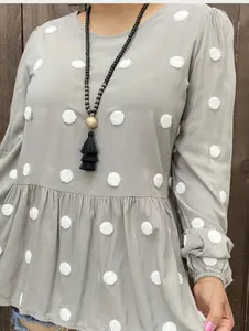 Karly Grey Dot Top