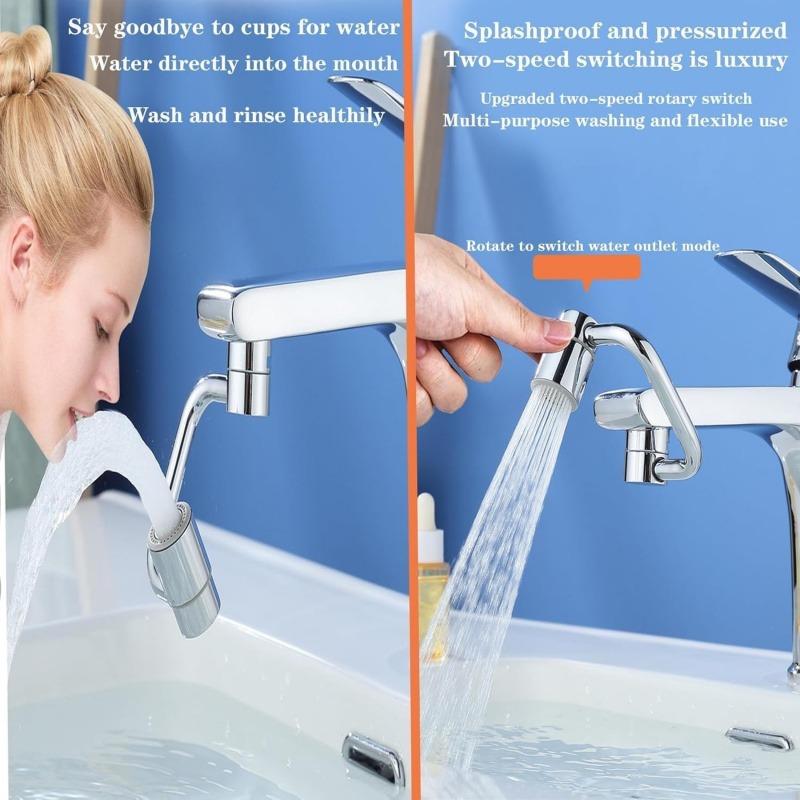 2026 Upgraded Universal Sink Faucet 1080° Rotating Faucet Extender with Upward Facial Mist, U Shaped Faucet Extender, 360° Faucet Aerator for Bathroom Kitchen, 4 Water Modes Adjustable (1)