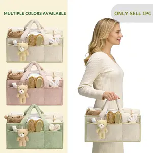 Baby Diaper Caddy Organizer with Handle, Boy & Girl Shower Gift Basket, Portable Diaper Storage Basket Bin for Wipes, Multifunctional Diaper Bag