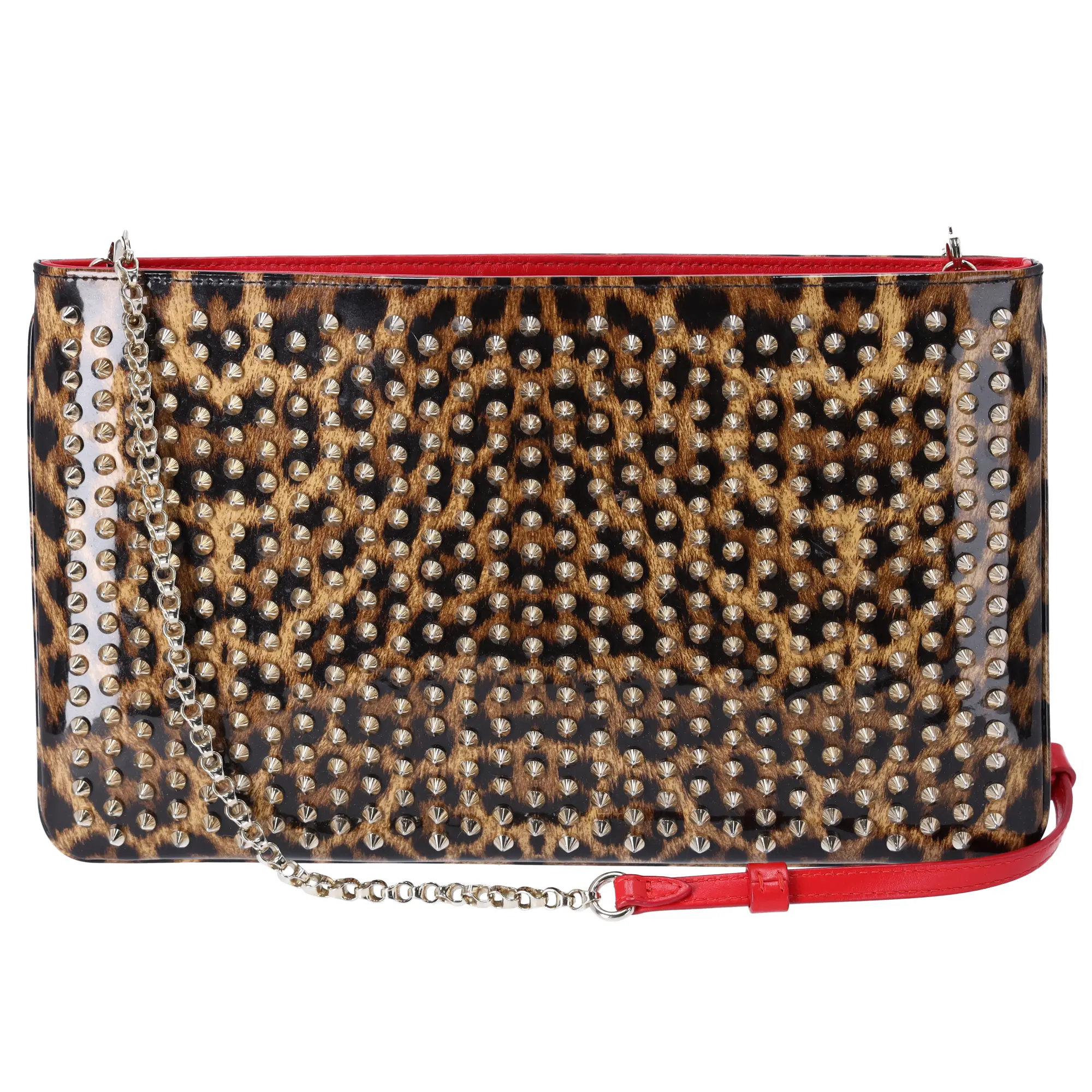 Pre-owned christian louboutin PVC Crossbody Bags Loubiposh Multicolor Animal Print Leopard Large Clutch Crossbody