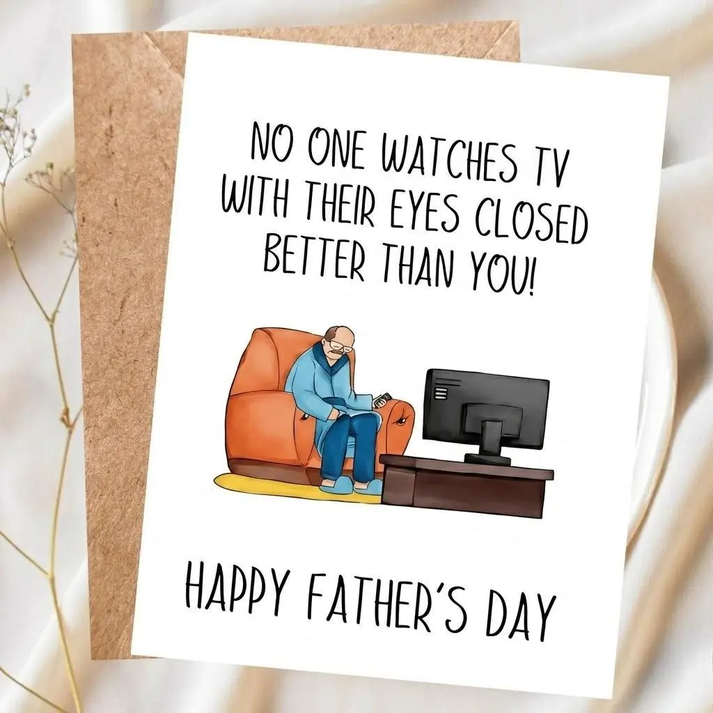 For Sleep While Watching TV Dad Funny Card, Birthday Gift Card For Him, Father's Day Gift