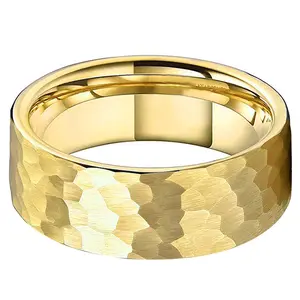 Men's Gold Tungsten Wedding Band 8mm Tungsten Carbide - Yonifu Scratch Proof Comfort Fit Durable Mens Promise Ring Gift for Husband