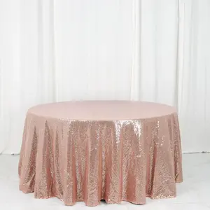 Sequin Round Tablecloth 120" Rose Gold - Seamless Table Cover