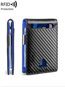 Men's Carbon Fiber Pattern with Card Slots, Slim Wallet with RFID Blocking, Thin Design for Easy Carry and Security, RFID Blocking Wallets