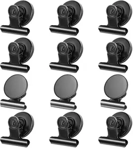 12pack Fridge Magnets Heavy Duty Magnetic Clips with Anti-Scratch Sticky Pads for Home Office Teaching Black 12 Pack Decor Kitchen