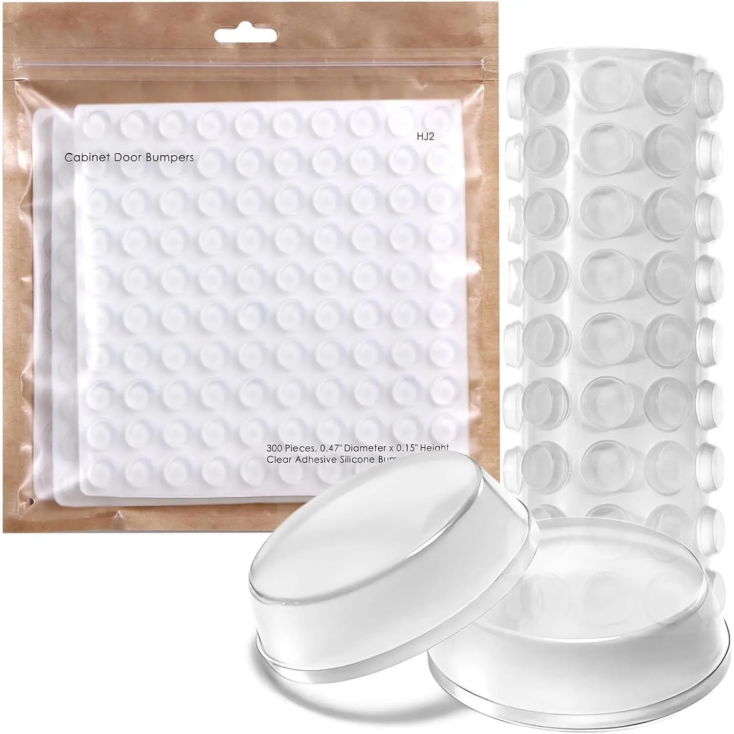 300 count Cabinet Door Bumpers - Clear 0. Inch Round  Self Adhesive Rubber Bumper Pads for Cabinets, Drawers & Furniture