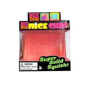 New Collab NeeDoh Nice Cube Pink , Collection Squishy, Mega Rainbow Dumplings, Cute Anxiety Relief Fidget Toy, with Steamer Box,Soft Squeeze Decompression Dough for Adults