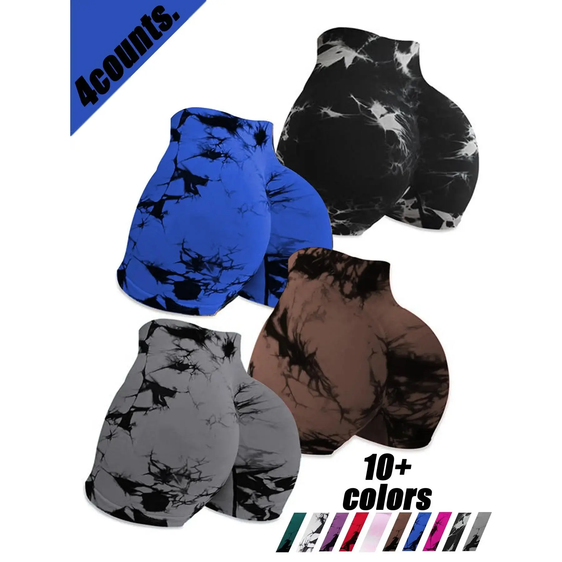 Women's High Waist Tie Dye Yoga Shorts, Elastic High Waist Butt Lifting Sport Pants, Seamless Slim Fit for Yoga and Running Women's High Waist Tie Dye Yoga Shorts, Elastic High Waist Butt Lifting Sport Pants, Seamless Slim Fit for Yoga and Running