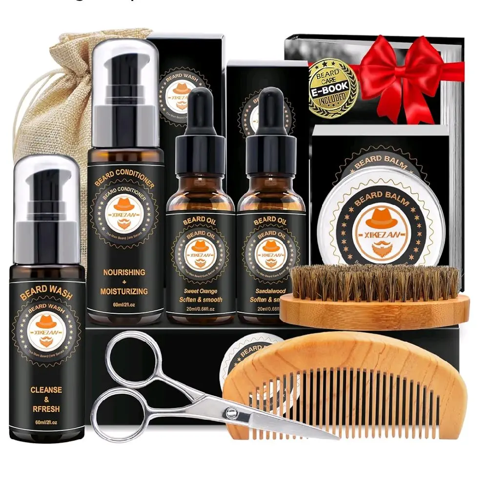 Beard Kit for Men Grooming & Care w/Beard Conditioner, Wash, Oil, Balm, Brush, Comb,Birthday Fathers Valentines Gifts for Men Him Dad Husband Boyfriend Christmas Gifts Mens Stocking Stuffers
