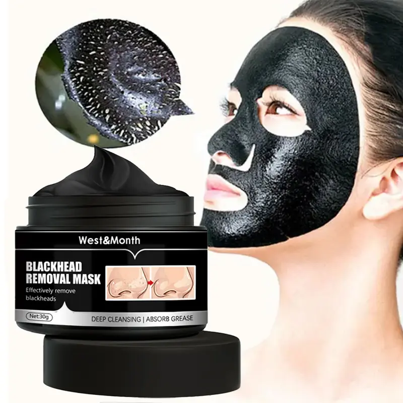 Bamboo Charcoal Black Tear Peel-Off Face & Nose Mask - Mild Natural Deep Cleanser, Blackhead Removal, Pore Minimizer, Hydrating Moisture Boost, Oily/Combination Skin Safe Treatment