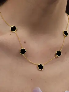 S925 Sterling Silver Five-Petal Flower Necklace, Elegant Gold-Plated Clover Chain For Women, Fashion INS Style Jewelry For Daily, Party, Or Gift