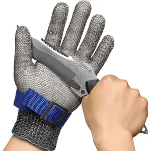 A9 Cut Resistant Glove , Stainless Steel Mesh Metal Glove, Food Grade for Kitchen Cooking, Butcher Meat Cutting, Oyster Shucking, Mandoline, Fishing, (M, 1 PCS)