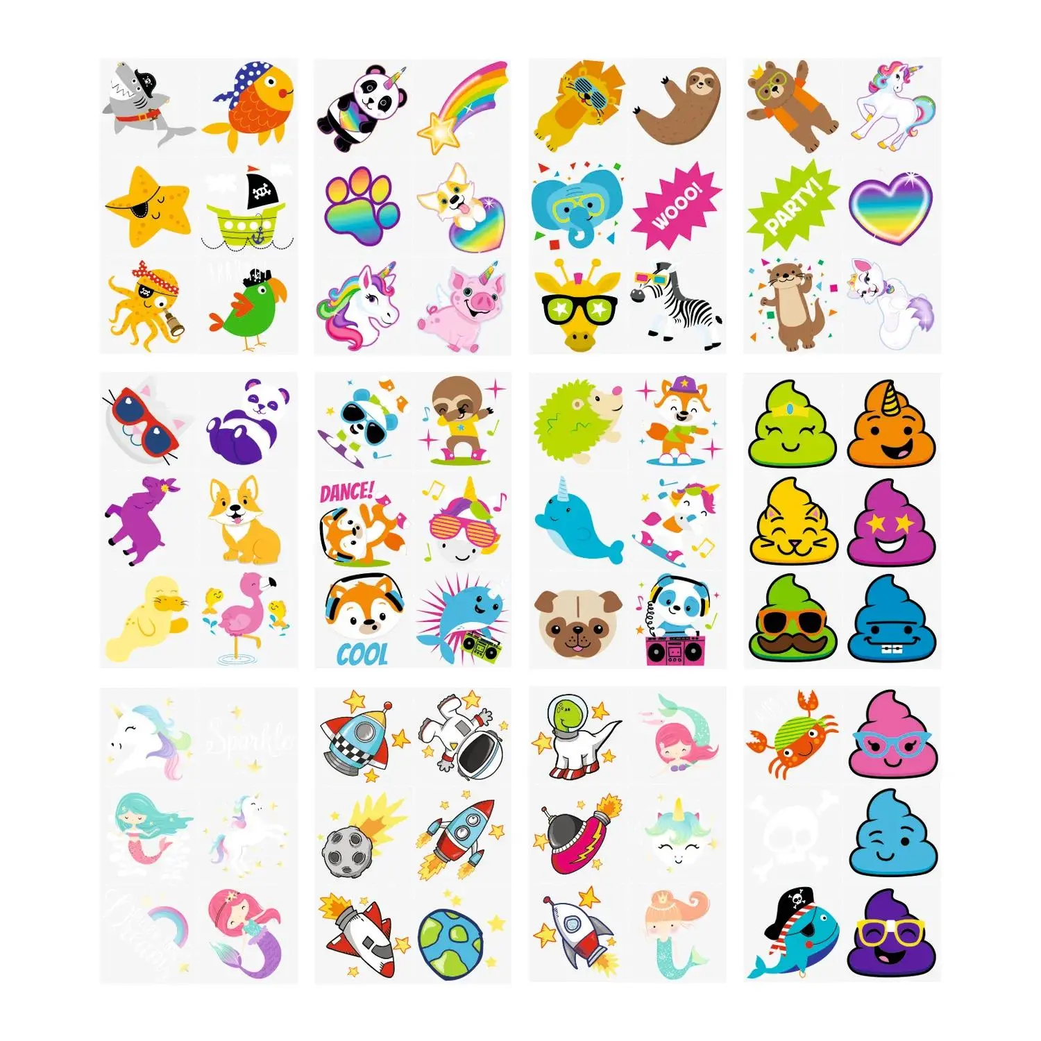 Bulk 340 Pc. Fun Temporary Tattoo Assortment, Rainbows, Multicolor