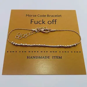 Morse Code Handmade Golden Bracelet - "Fuck off" Design, Chain with Interlocking Elements, Handmade Item