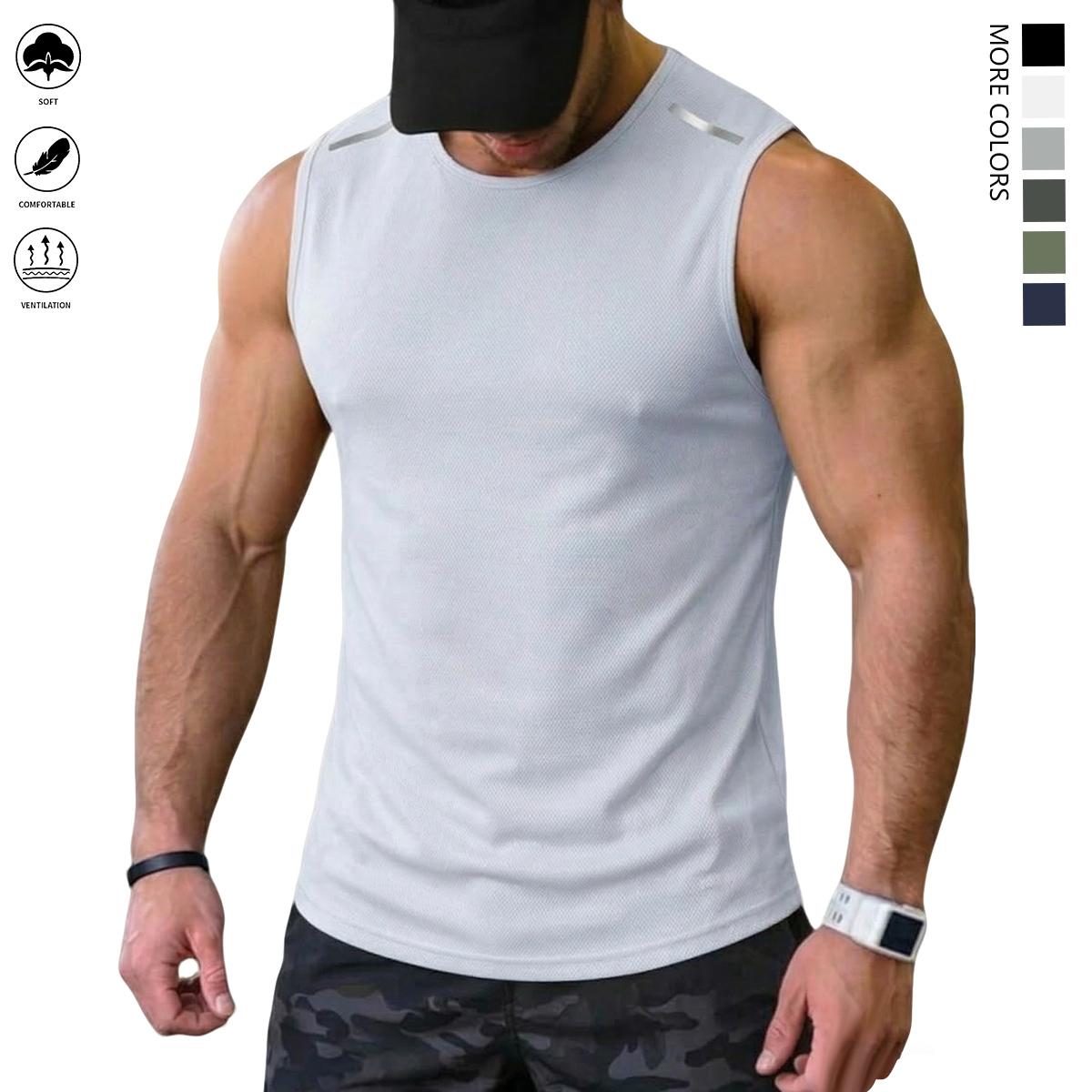 Men's Quick Dry Athletic Tank Top Reflective Design Sleeveless Workout Shirt for Men, Lightweight Breathable Running Gym Fitness Tank Top for Training, Outdoor Sports Men's Quick Dry Athletic Tank Top Reflective Design Sleeveless Workout Shirt for Men, Lightweight Breathable Running Gym Fitness Tank Top for Training, Outdoor Sports