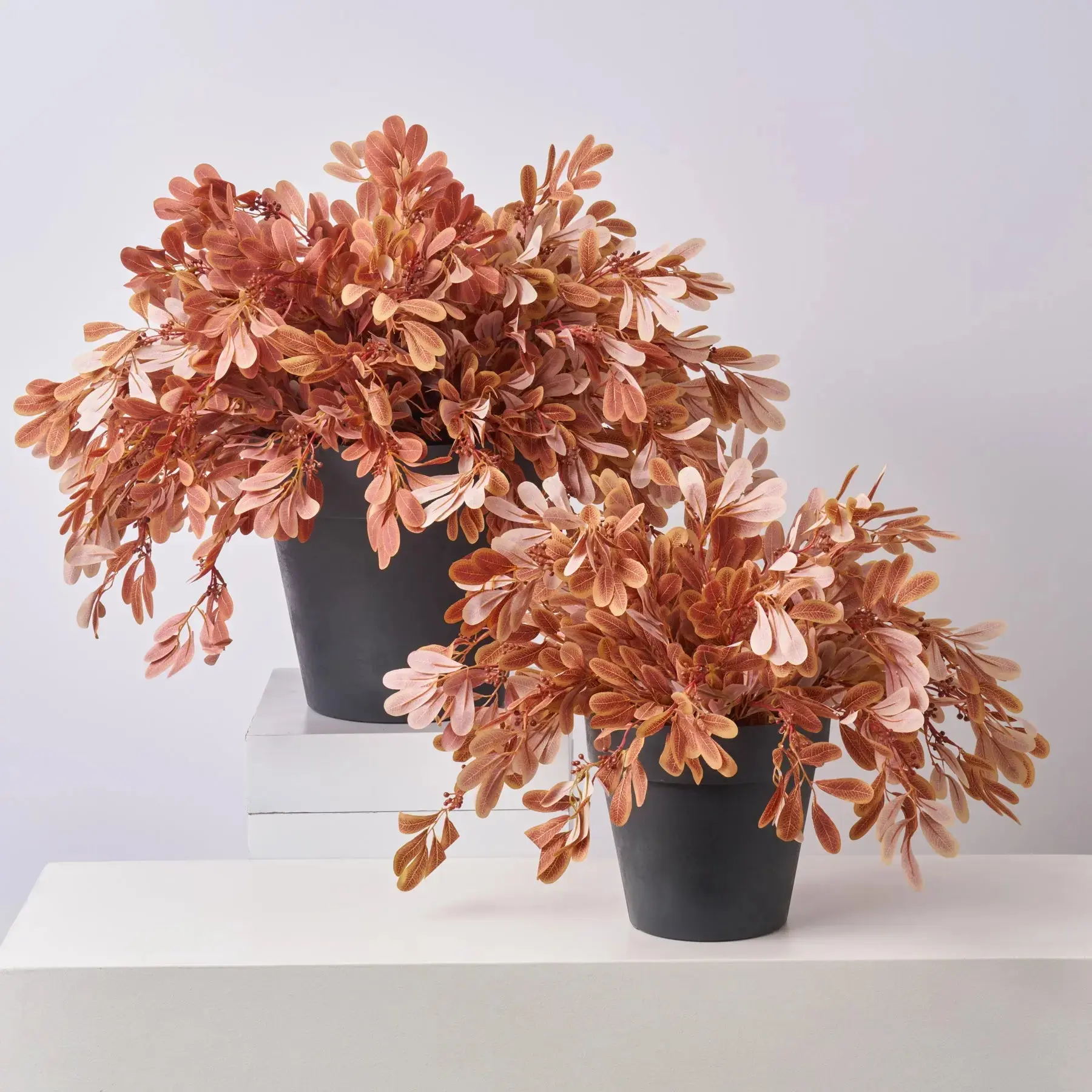 Autumn Terracotta Privet Bush Faux Foliage Outdoor Urn Filler Summer Fall Front Porch Arrangement - Available in 2 Sizes