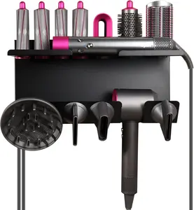 Hair Dryer Holder for Dyson Airwrap, Magnetic Bracket Stand Storage Curling Iron Accessories Wall Mount Organizer with Screw/Adhesive, Non-Slip for Dyson Diffuser, Nozzle