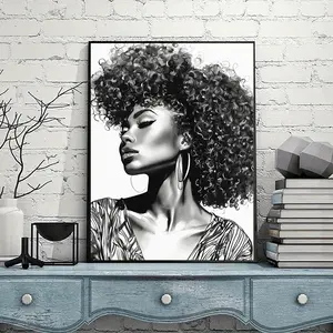 1pc DIY 5D Diamond Painting Kit Silver Color Curly Hair Woman Statue, Full Drill Mosaic Art Craft Picture for Wall Decor Gift Idea
