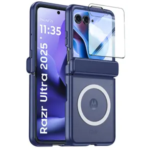 Tech Accessories: Protective Cover for Motorola Razr 60 Ultra, Magnetic Hinge All-Round Protection, Built-in Ring Holder Stand, Integrated Screen & Case Anti-Scratch, Slim Lightweight Shockproof Design