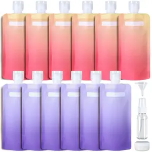 PACKISM Travel Pouches set for Toiletries - TSA Approved Leak Proof Travel Squeeze Pouches, Stand Up Liquid Containers for Shampoo Conditioner Lotion