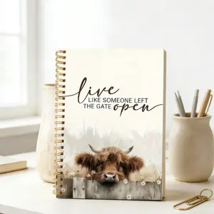 A5 Simple Cow Notebook, Horizontal Line Coil Binder, Office Learning Universal Notebooks, Durable & Stylish Design
