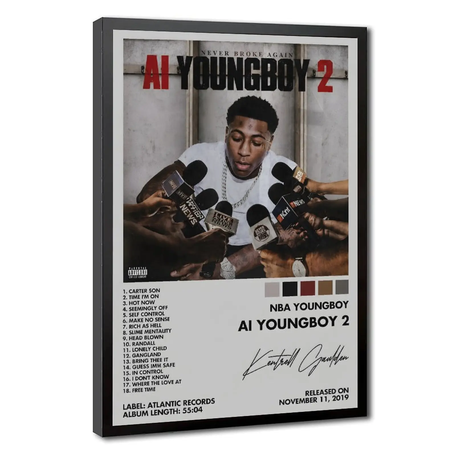 YoungBoy Never Broke Again Poster AI YoungBoy 2 Canvas Posters Wall Art Bedroom Office Room Decor Gift