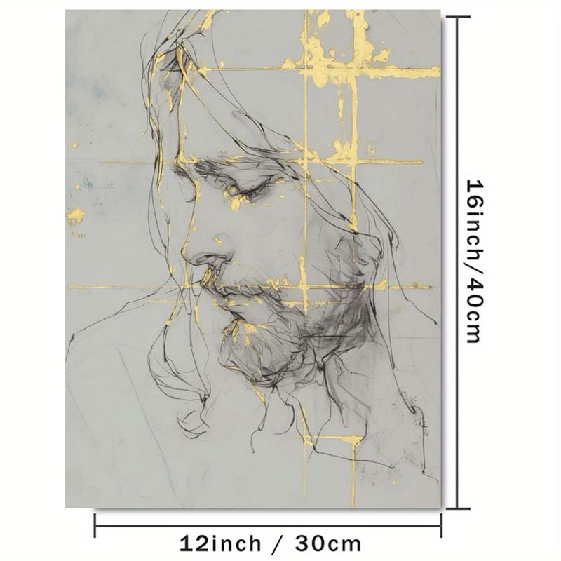 A Picture of Jesus with a Beautiful Face, Full of Grace And Harmony, Unframed Canvas Painting, 30.48cm X 40.64cm, 1pc