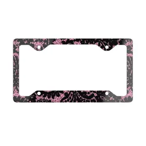 Pink and Black Coquette Metal License Plate Frame Exterior Car Accessories for Women, New Car Gift for Her