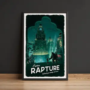 Rapture (Bioshock) Travel Poster, Rapture Bioshock Video Game Poster Decor Photo (No Frame)