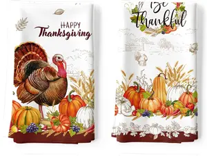 Fall Thanksgiving Turkey Pumpkin  Towels, Cotton Kitchen Towel 18.9  27.5 Inch, Quick Drying Dish Cloth for Party Anniversary Holiday Decoration Housewarming Gifts