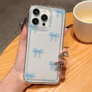 Bow Pattern Clear Phone Case, Decorative Phone Protective Cover, Shockproof Phone Cases Compatible with iPhone 6 7 11 12 13 14 15 16 17  Pro Max