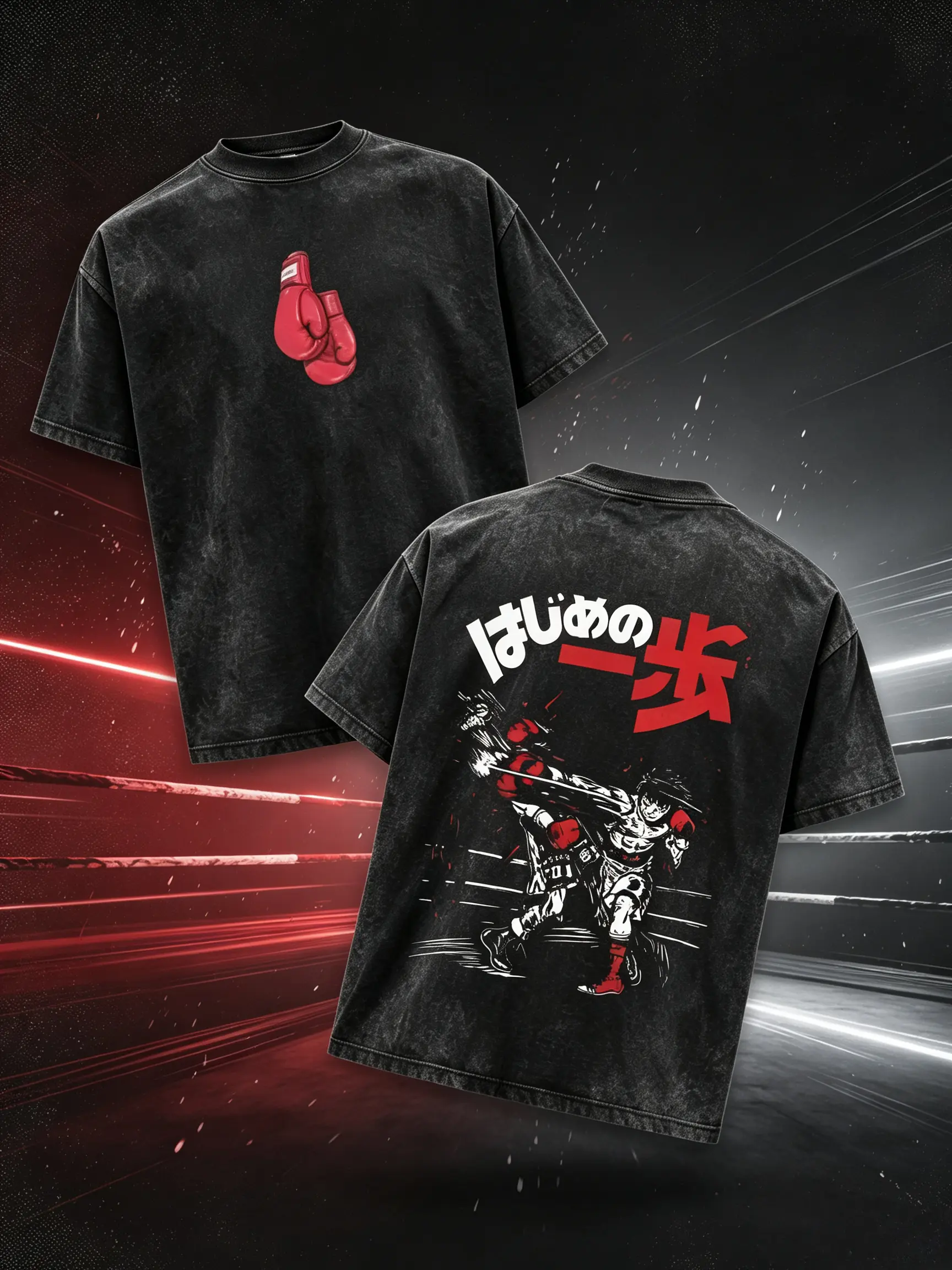 valentine shirts Hajime No Ippo Washed Tshirt Kamogawa Boxing Gym Crew Neckline Short Sleeve Anime Clothing Premium Quality Loose Fit Black Tee for All Seasons Cotton Menswear Classic Prints graphic
