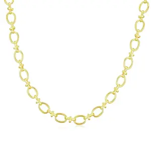 Aprilery Glossy Oval Link Jewelry Set – Polished Chain Necklace and Bracelet for Women, Classic Statement Jewelry