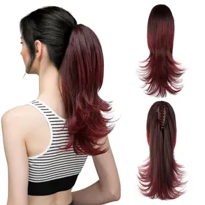 Ponytail Extension for Women 14inch Wavy Claw Clip Long Wavy Synthetic Hairpiece Fluffy Natural Looking Hair for Women