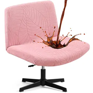 FULOON Criss Cross Chair  Cover ，Jacquard leaves Criss Cross Chair Cover，Modern Mid Back Accent Chair Cover Vanity Slipper Swivel Chair Protector，No Wheels Cross Legged Office Chair Wide Swivel Home Office Desk Chairs Cover