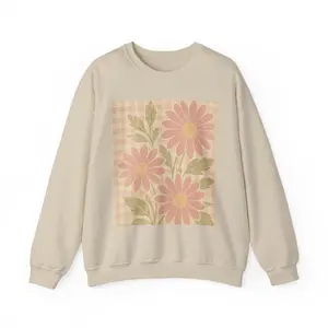 Gildan Floral Crewneck Sweatshirt Cozy Vintage Daisy Unisex Plant Lover Pullover for Spring Fashion Gildan 18000 Medium Fit