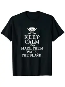 Womens Funny Pirate Costume Halloween Walk The Plank T Shirt Black LargeMen's Hot Selling T Shirts items Breathable Crew Neck Regular Fit Machine Washable Suitable for Summer Outings Festival wear Casual Wear