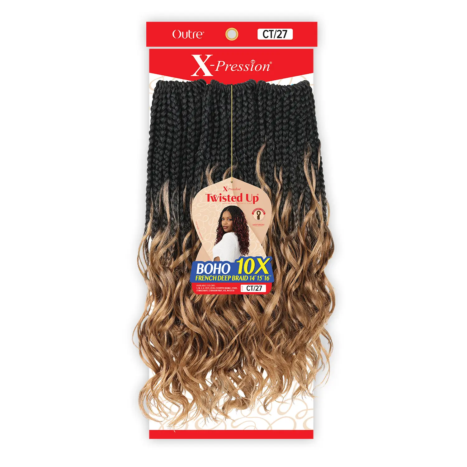 Xpression Outre Twisted Up 10X Boho French Deep Braid, Synthetic Crochet Hair Extensions, 14/15/16 Inch, 90 Strands, Lightweight Protective Style, Boho Locs Synthetic Extensions & Pieces, Braided Twist Synthetic Extensions & Pieces