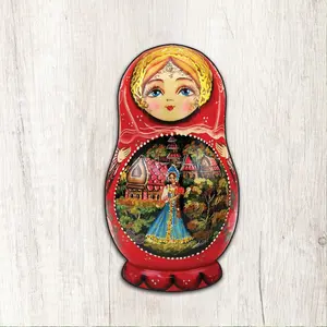 Designocracy 8115103M Artistic Scarlet Flower Matreshka Large Ornaments, 12x9 in. Wall Decoration for Christmas Outdoor Festive Home Decor