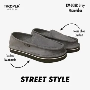 KM-008R Grey MicroFiber Street Style - SKATEBOARDING SLIP-ON SHOE