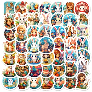 50Pcs Cartoon Rabbit Series Sticker, Cute Rabbit Decorative Sticker, DIY Decals for Scrapbooking, Journaling, Gift Wrapping
