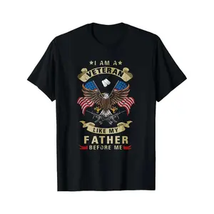 Black T Shirt Celebrating Veterans Conveying Heritage Through Eagle and Flag Patriotism for Military Celebrations