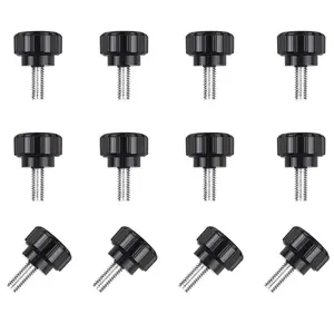 12 Pcs M4 x 10mm Carbon Steel Threaded Knurled Thumbscrews, Vesa Mount Monitor Screws Clamping Grip Knobs Thumb Screws for Mounting