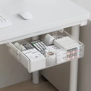 Desk Under Storage Box Self-Adhesive Drawer Organizer for Home Office Desk, Hidden Storage Solution, Easy Installation, Space-Saving Design