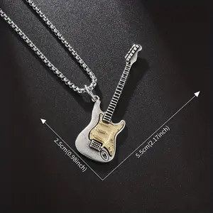 Punk Gothic Rock Music Guitar Necklace - 1pc Pendant for Men and Women - Fashion Gift Hip Hop Rider Jewelry for Boyfriend