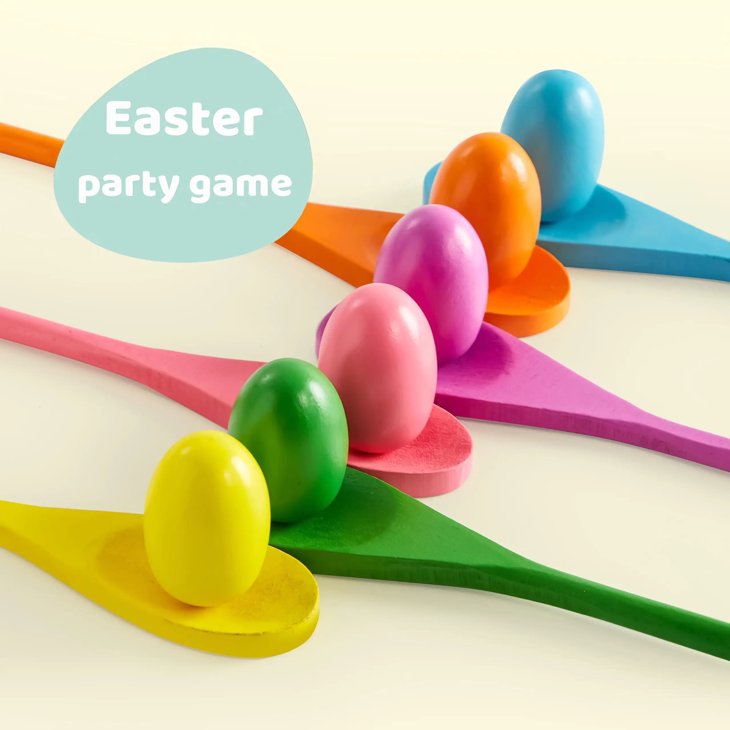 24pcs Easter Egg And Spoon Race Game Set, Easter Party Game, 12 Players Carnival Game for Kids & Family Activity Holiday Outdoor Yard Easter Egg Hunt Party Games & Activities for Halloween,Christmas Event & Party Supplies Halloween&Christmas for