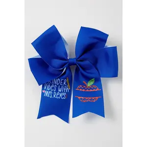 Blue floral hair bow