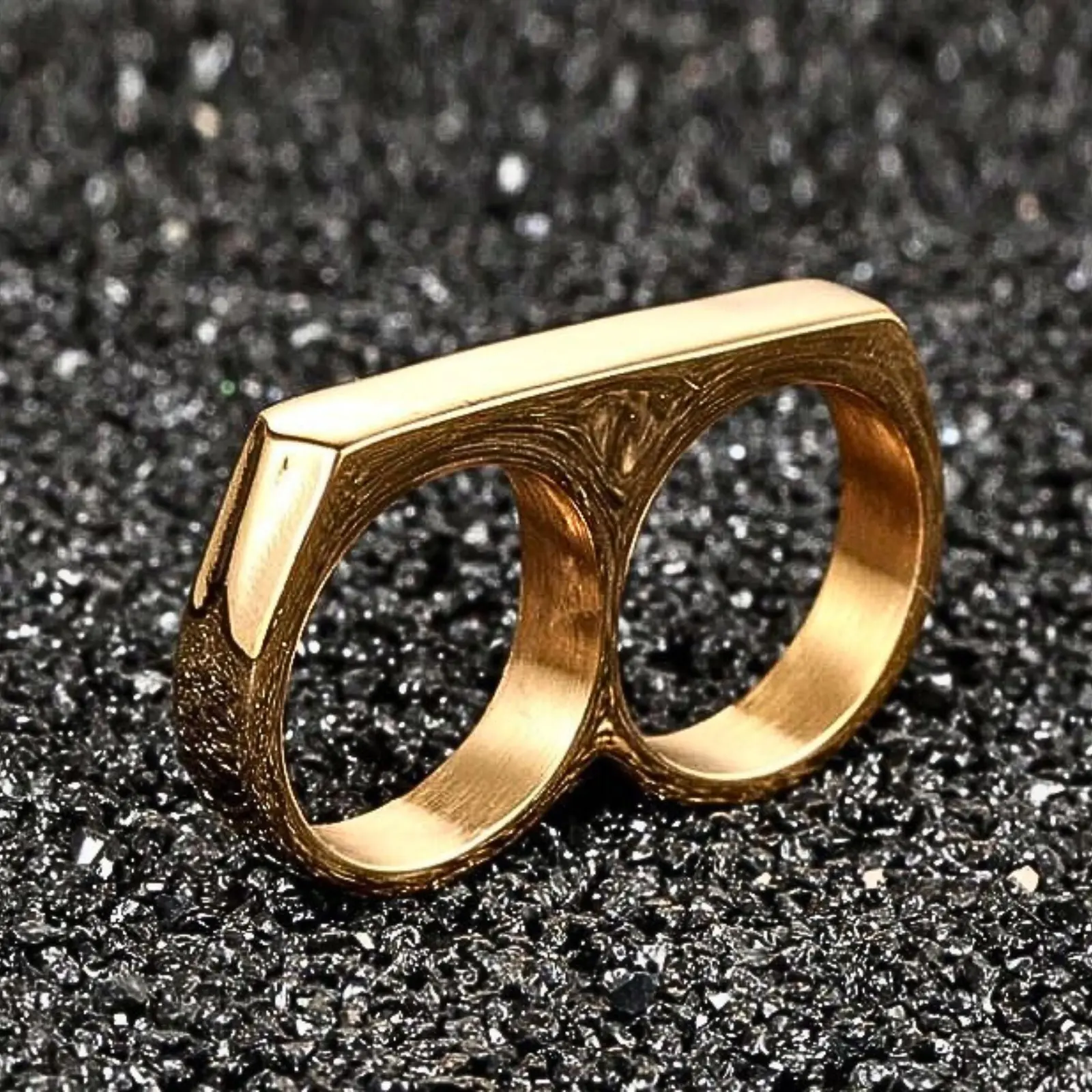 1 pair of hip hop puck style 2 finger ring for men for a stylish look, as a gift for friends
