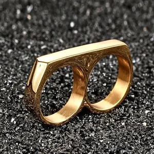 1 pair of hip hop puck style 2 finger ring for men for a stylish look, as a gift for friends